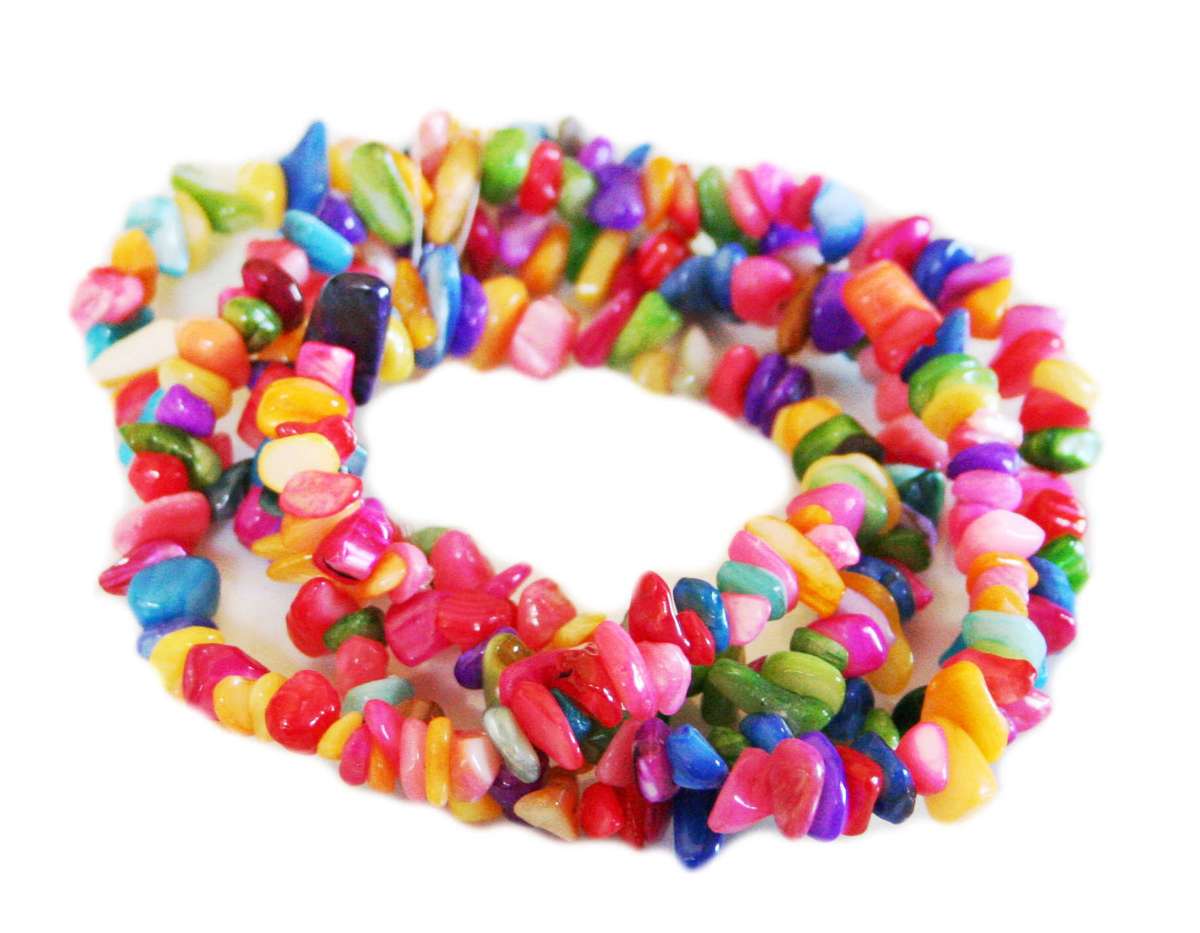 Ass. colors shell chip string, 6-10mm, 80cm - Silver Hills 0.02kg