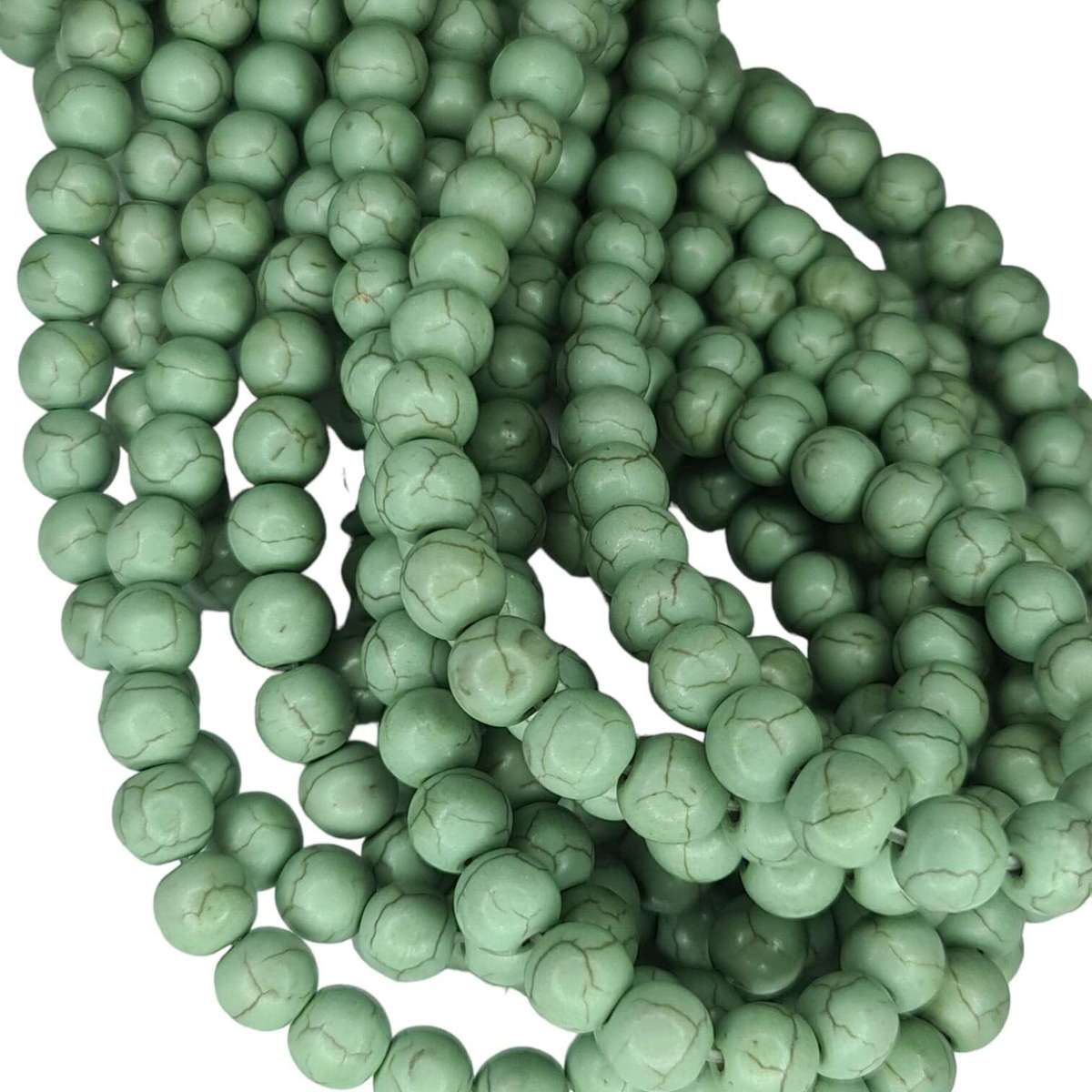Colored Howlite bead string, sage, round, 8mm, 40cm
