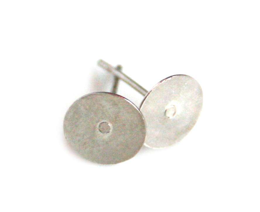 6 x Pairs of flat earring component, 5mm, DIY item, nickel free