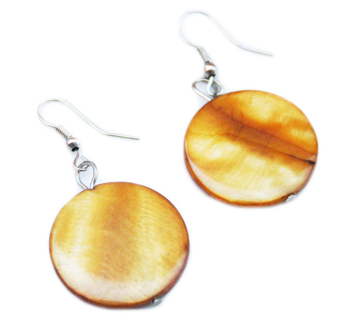 Golden shell drop earrings, 46mm incl. hook - Silver Hills 0.01kg