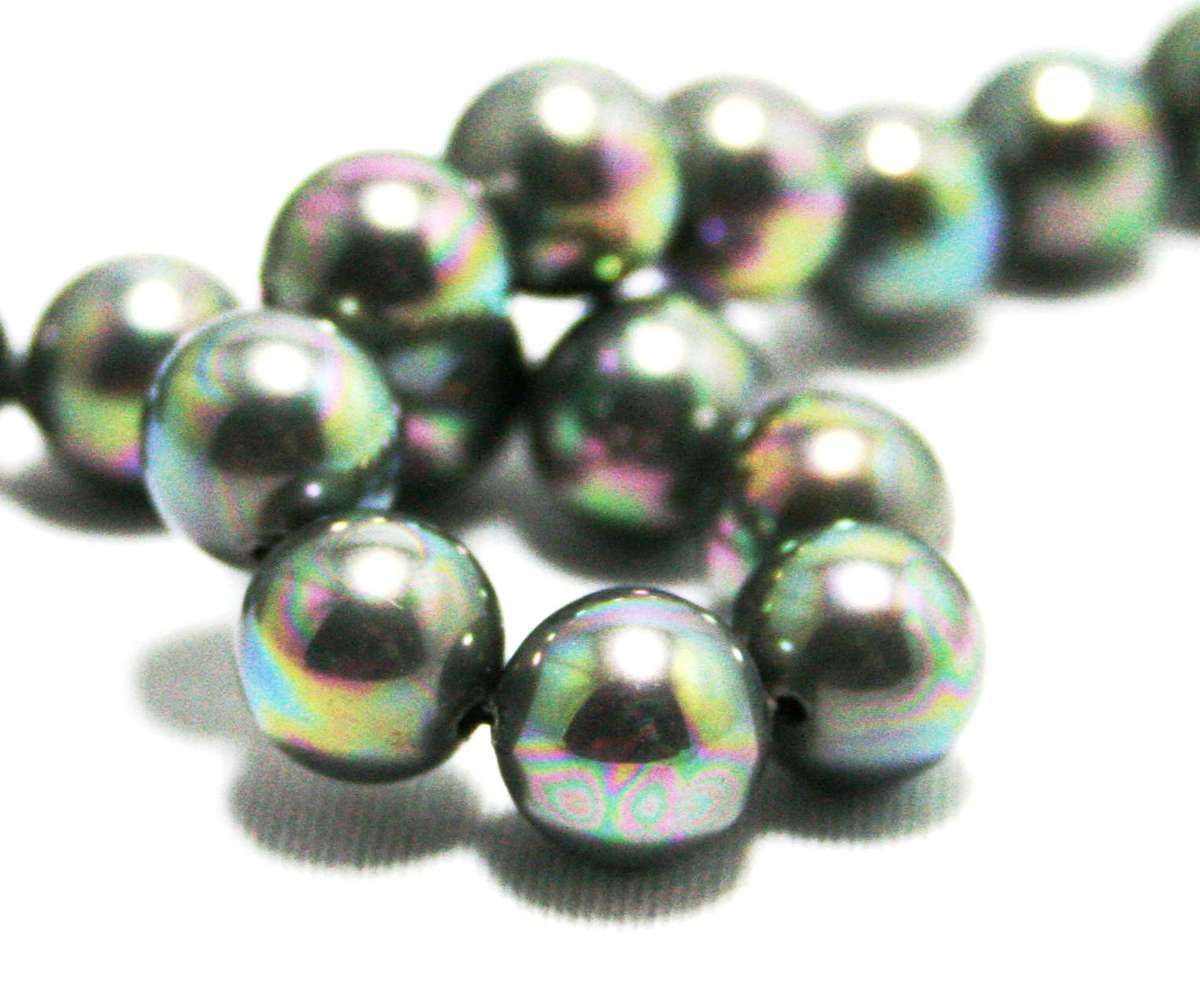 Shell pearl string, metallic mystic black, 10mm, 40cm - Silver Hills 0.07kg
