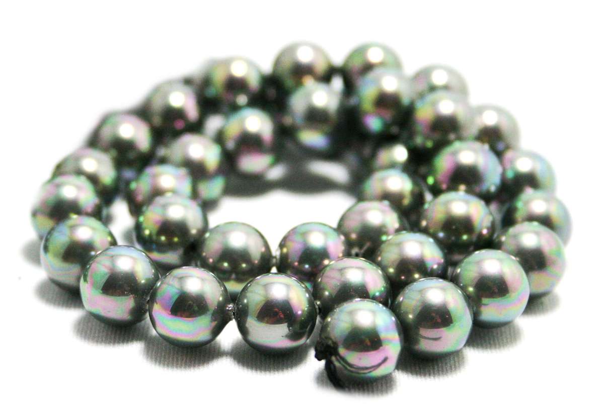 Shell pearl string, metallic mystic black, 10mm, 40cm - Silver Hills 0.07kg