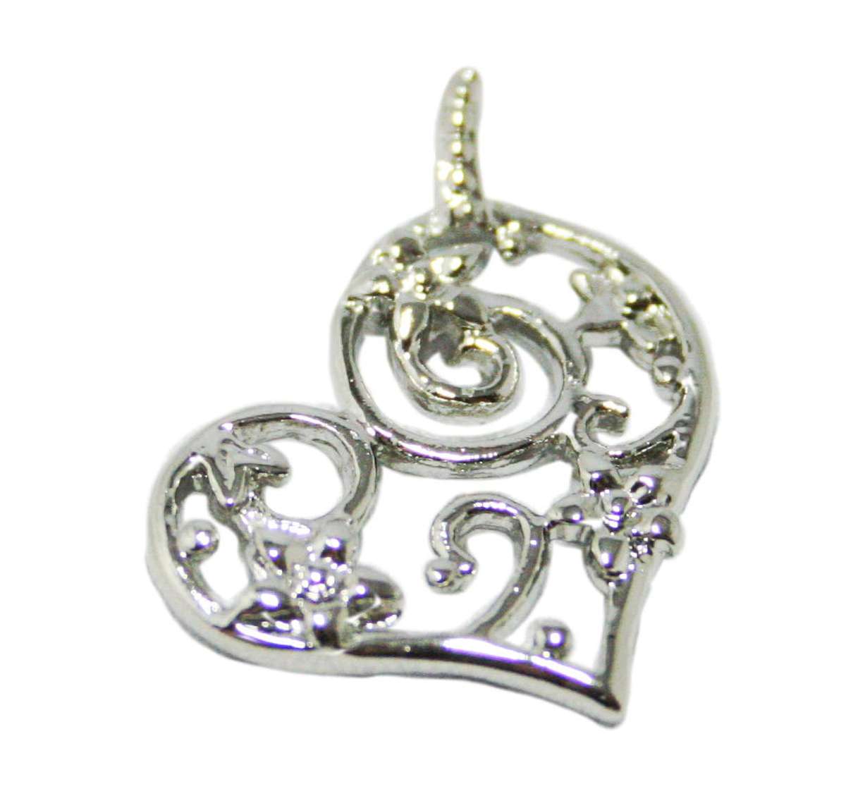 Heart charm, 28mm, nickel and lead free - Silver Hills
