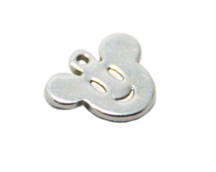 5 x Mouse charm in stainless steel, 10mm