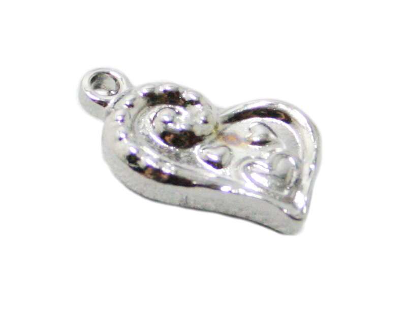 Heart charm in stainless steel, 17mm