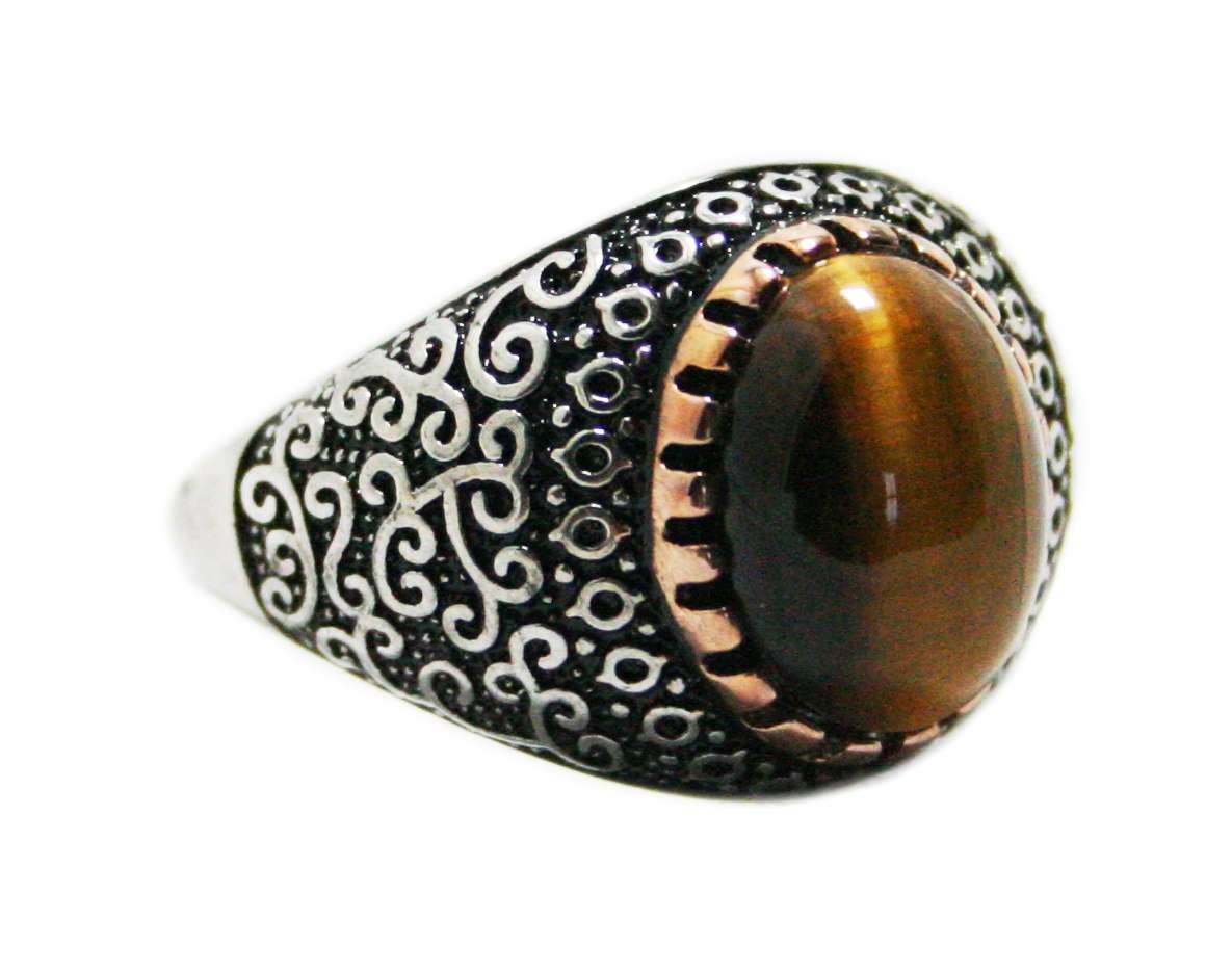 Tiger Eye ring in 925 silver, 21mm ID - 0.01kg