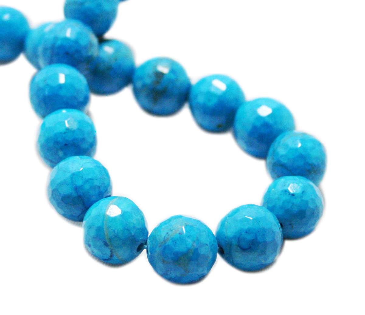 Blue Howlite bead string, round, faceted, 12mm, 40cm - Silver Hills 0.10kg