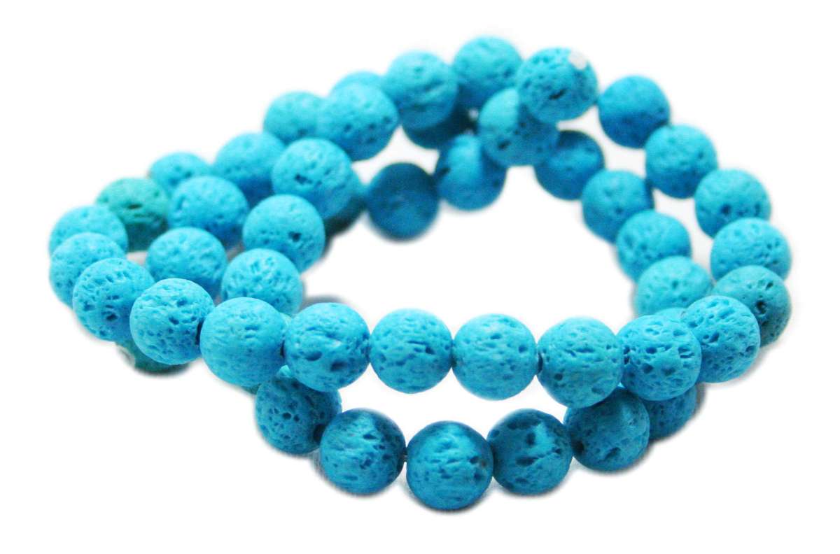 Teal Lava bead string, round, 7mm, 40cm
