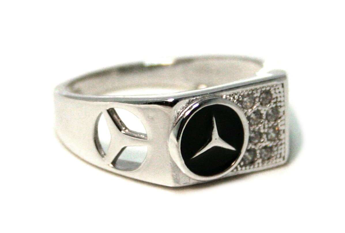 CZ "Mercedes Benz" ring 925 silver, unisex, 21mm ID - 0.01kg