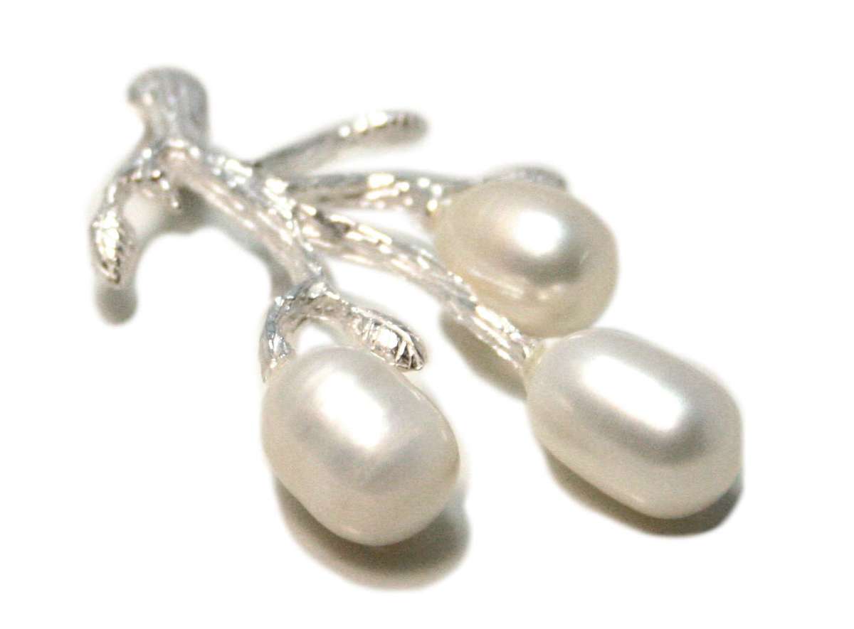 Freshwater pearl branch pendant in 925 silver, 47mm - 0.01kg