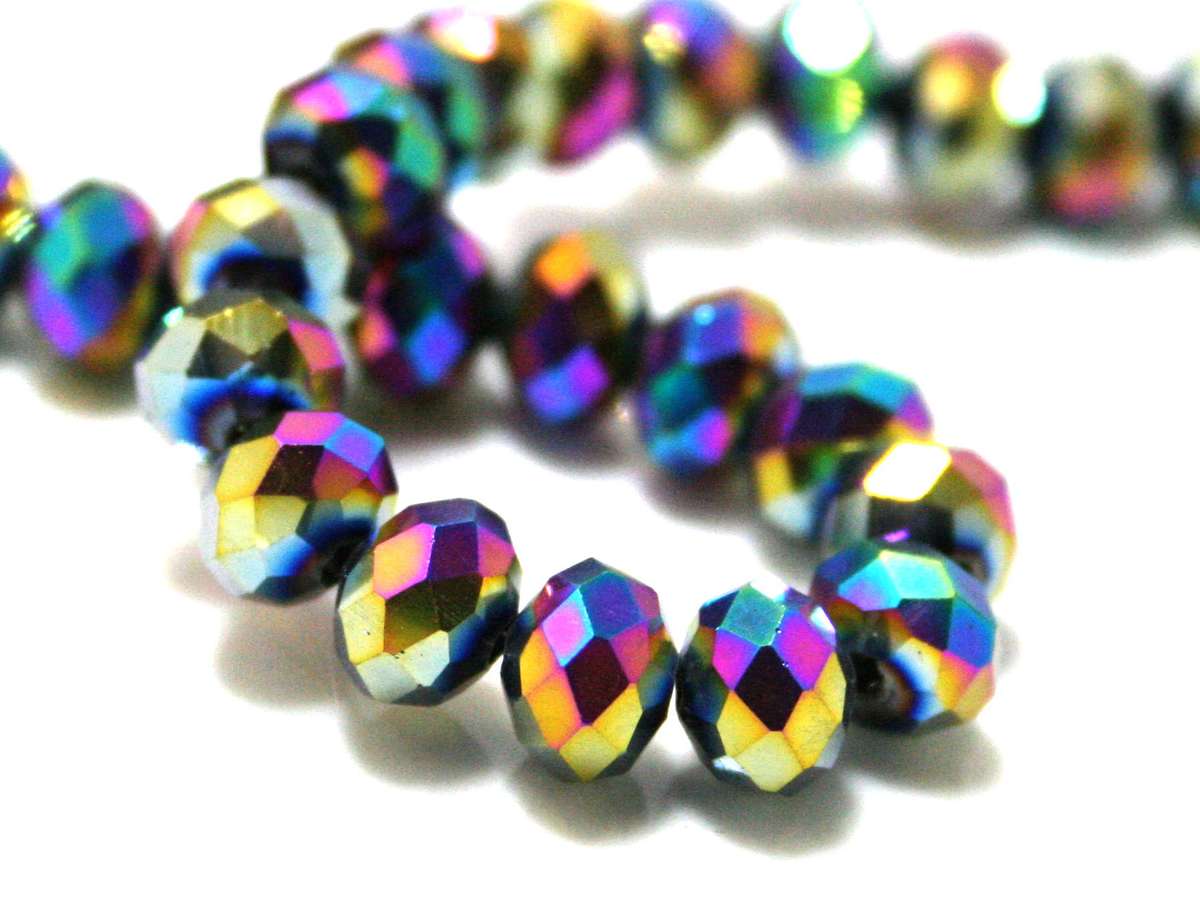 Fire Aura glass string, 6x8mm, rondelle, 45cm - Silver Hills 0.02kg