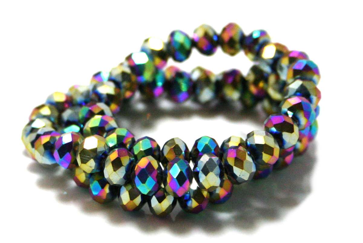 Fire Aura glass string, 6x8mm, rondelle, 45cm - Silver Hills 0.02kg