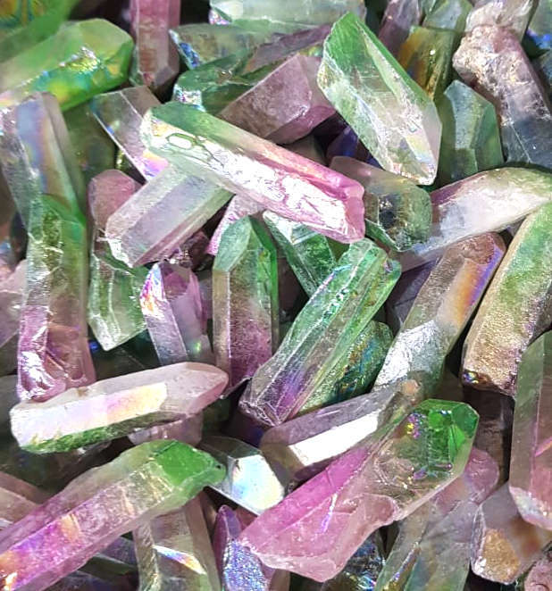 Watermelon Aura Quartz Crystals, 2-7cm - Silver Hills 0.05kg