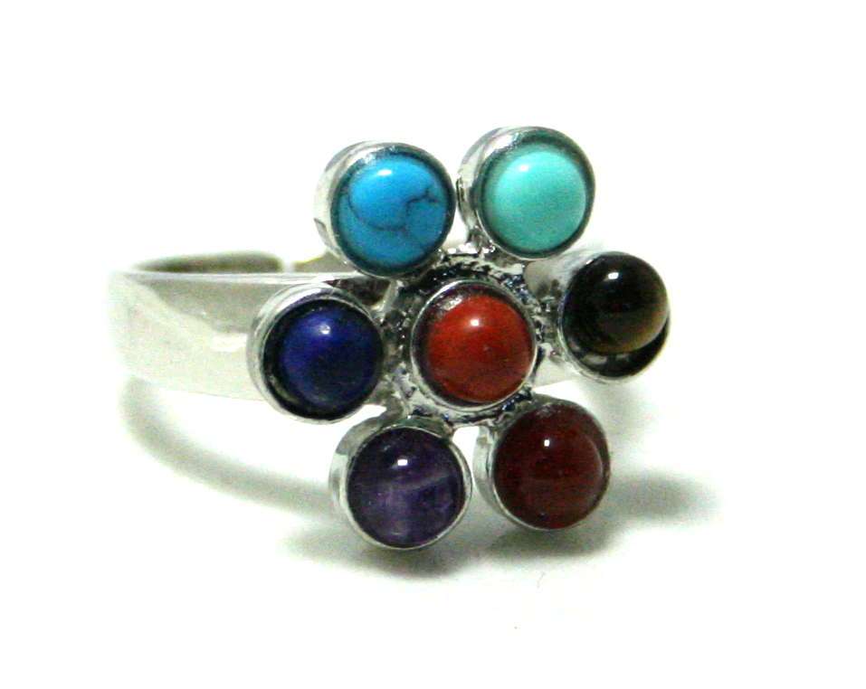 Chakra flower dress ring, adjustable - Silver Hills 0.01kg