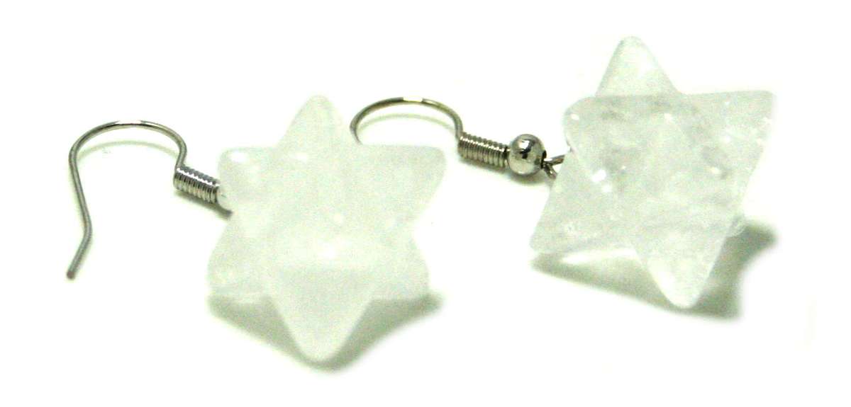 Quartz Merkaba star earrings, 40mm