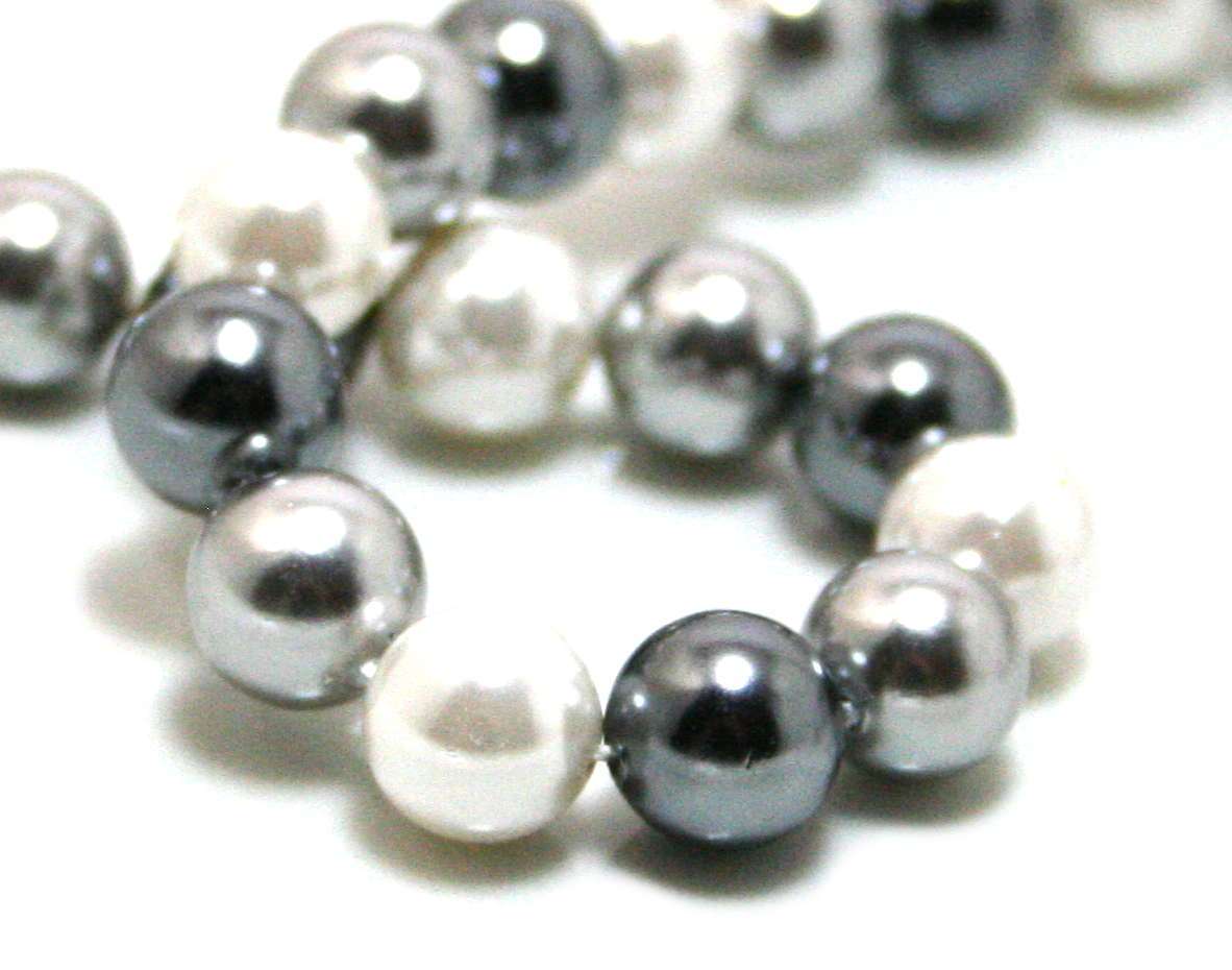 Shell pearl string, cream, gray, silver, 8mm, 40cm - Silver Hills 0.04kg