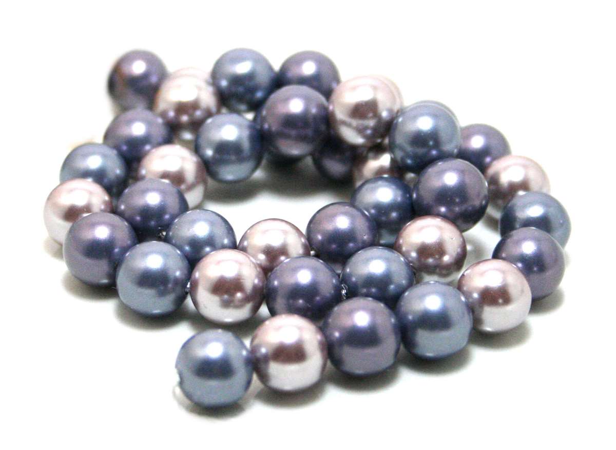 Shell pearl string, powder almond, mauve, gray, 10mm, 40cm - Silver Hills 0.04kg