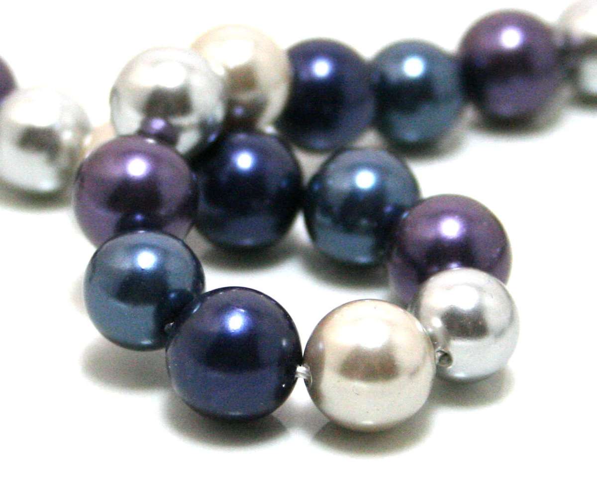 Shell pearl string, silver, deep purple, night blue, 10mm, 40cm - Silver Hills 0.04kg