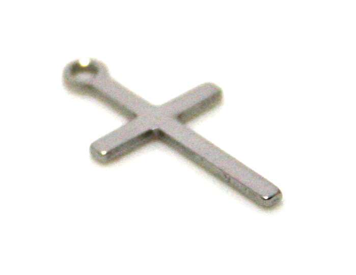 2 x Cross charm in stainless steel, 18mm