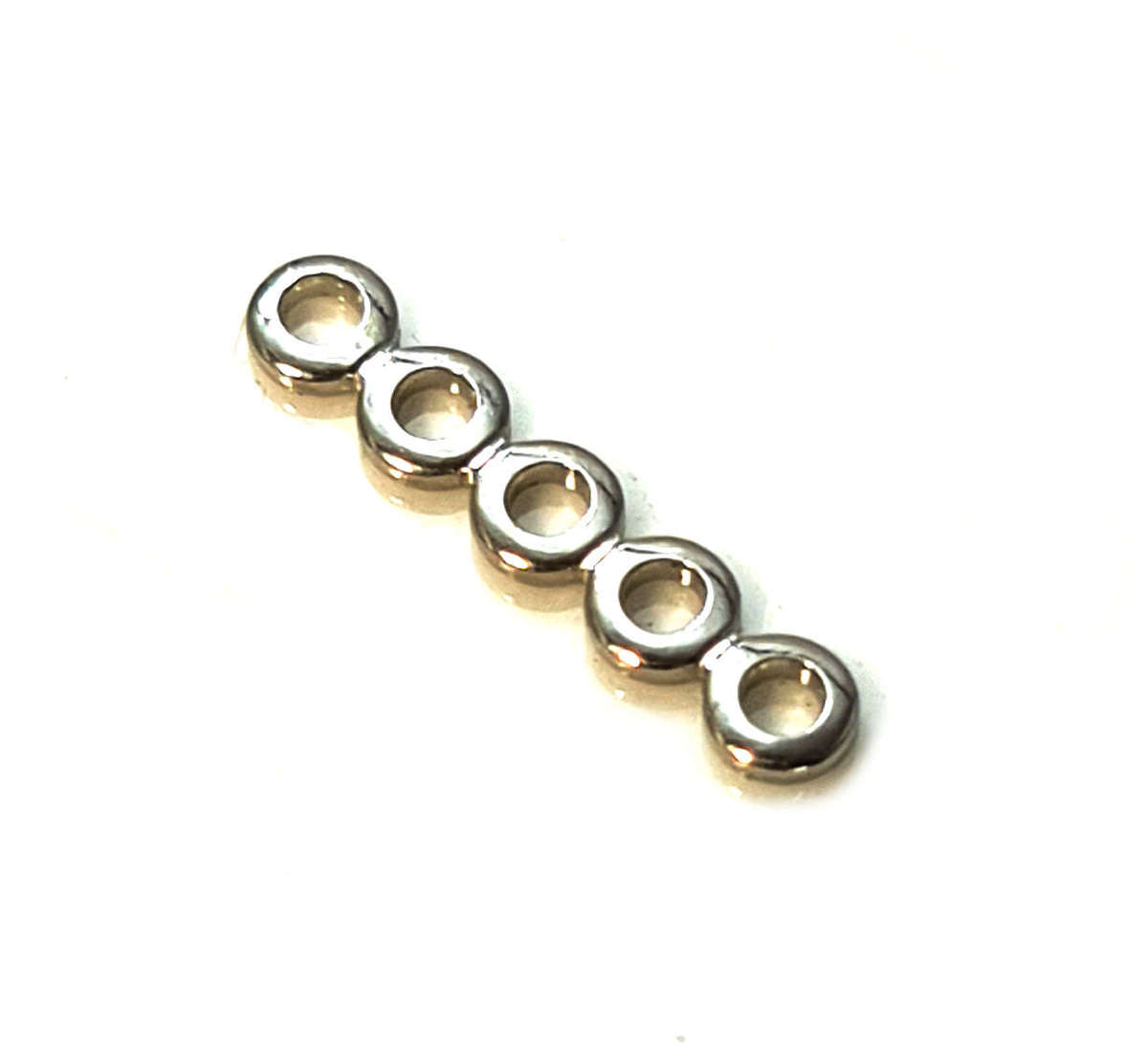 20 x spacer, silver, 5-hole, 3x16mm