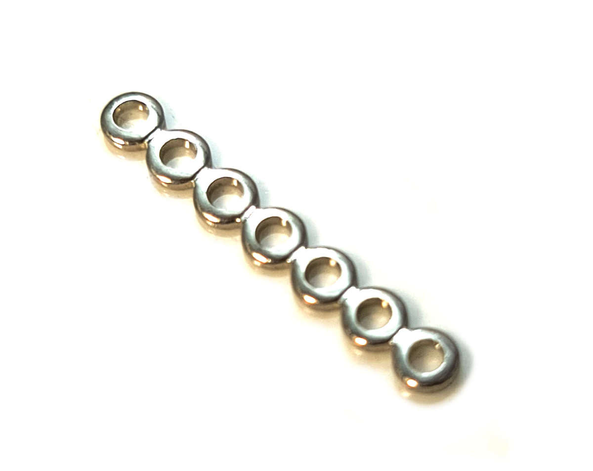 15 x spacer, silver, 7-hole, 3x22mm