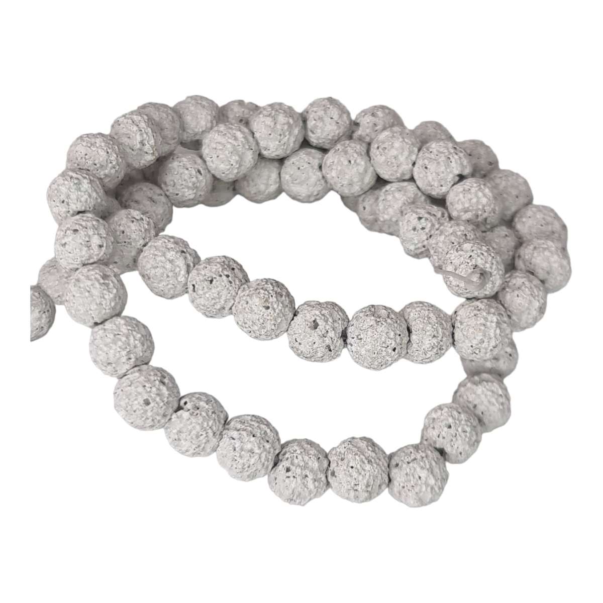 White Lava bead string, round, 7mm, 40cm