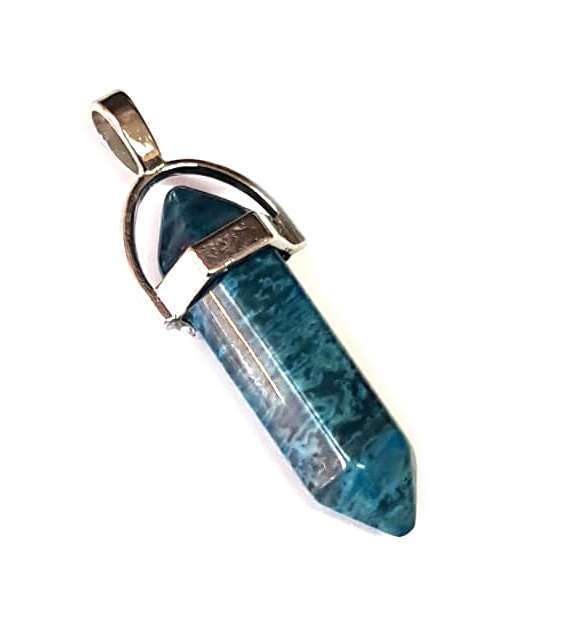 Blue Onyx point pendant, 40mm
