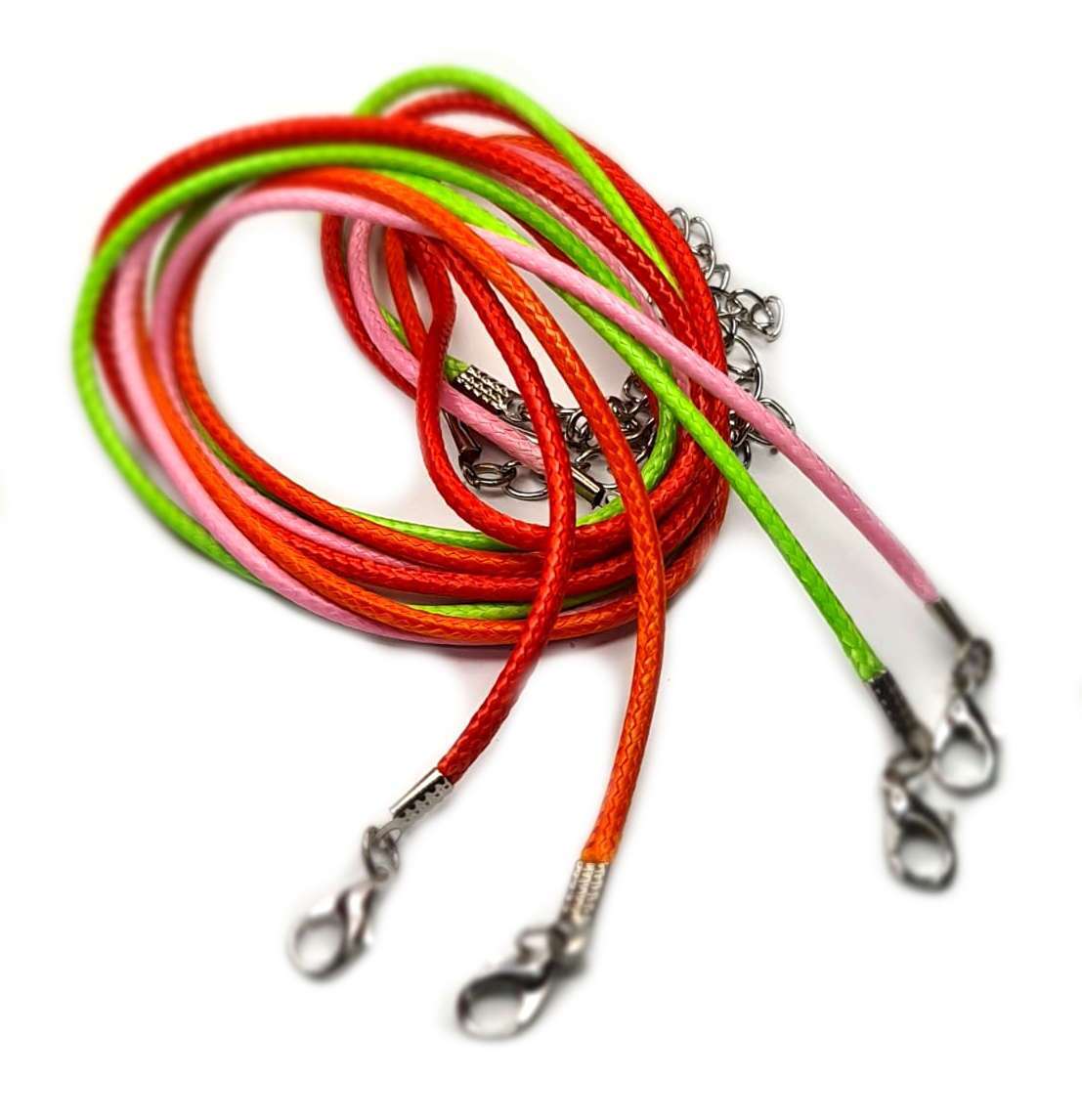 Woven faux leather string w clasp, assorted, 2mm, 45cm