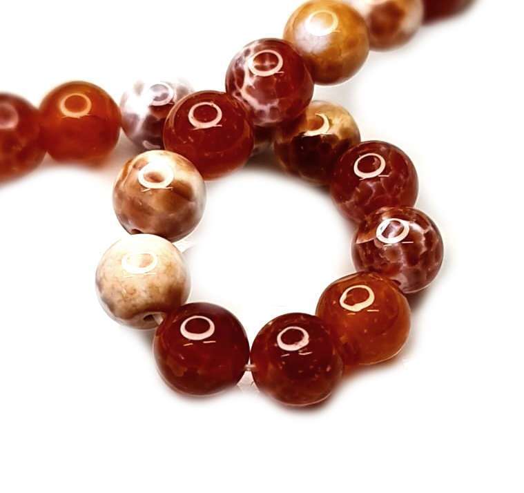 Fire agate bead string, 8mm, 40cm