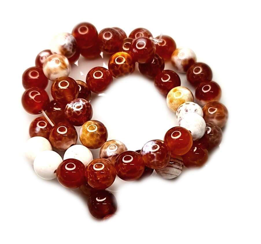 Fire agate bead string, 8mm, 40cm