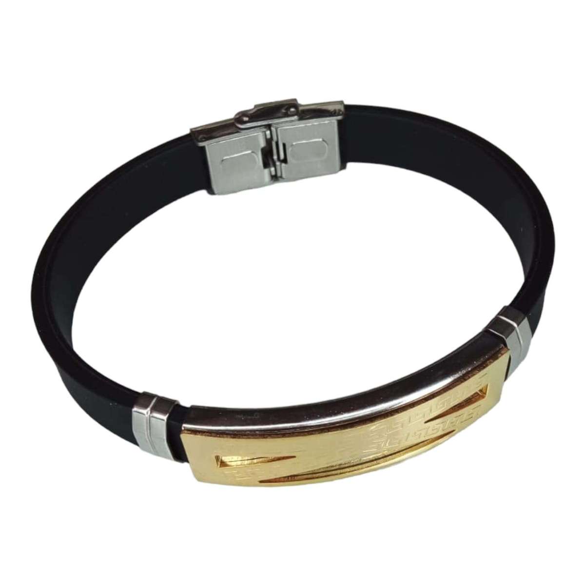 Rubber and stainless steel bracelet, Greek design