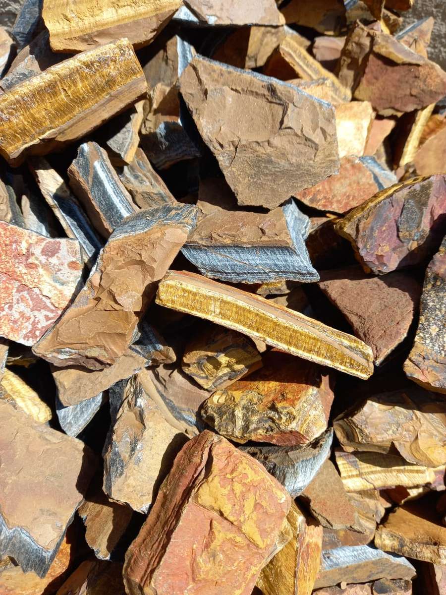 Rough Blue & Yellow Tigers Eye Mixed - per kilogram