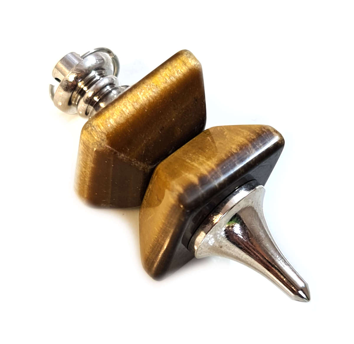 Tiger Eye double pyramid pendulum pendant, 52mm