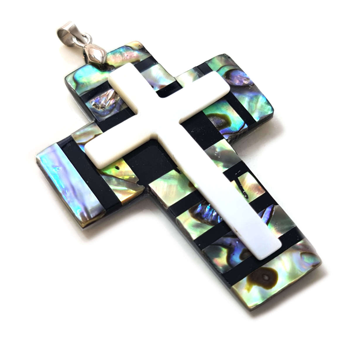 Shell cross pendant, 63mm