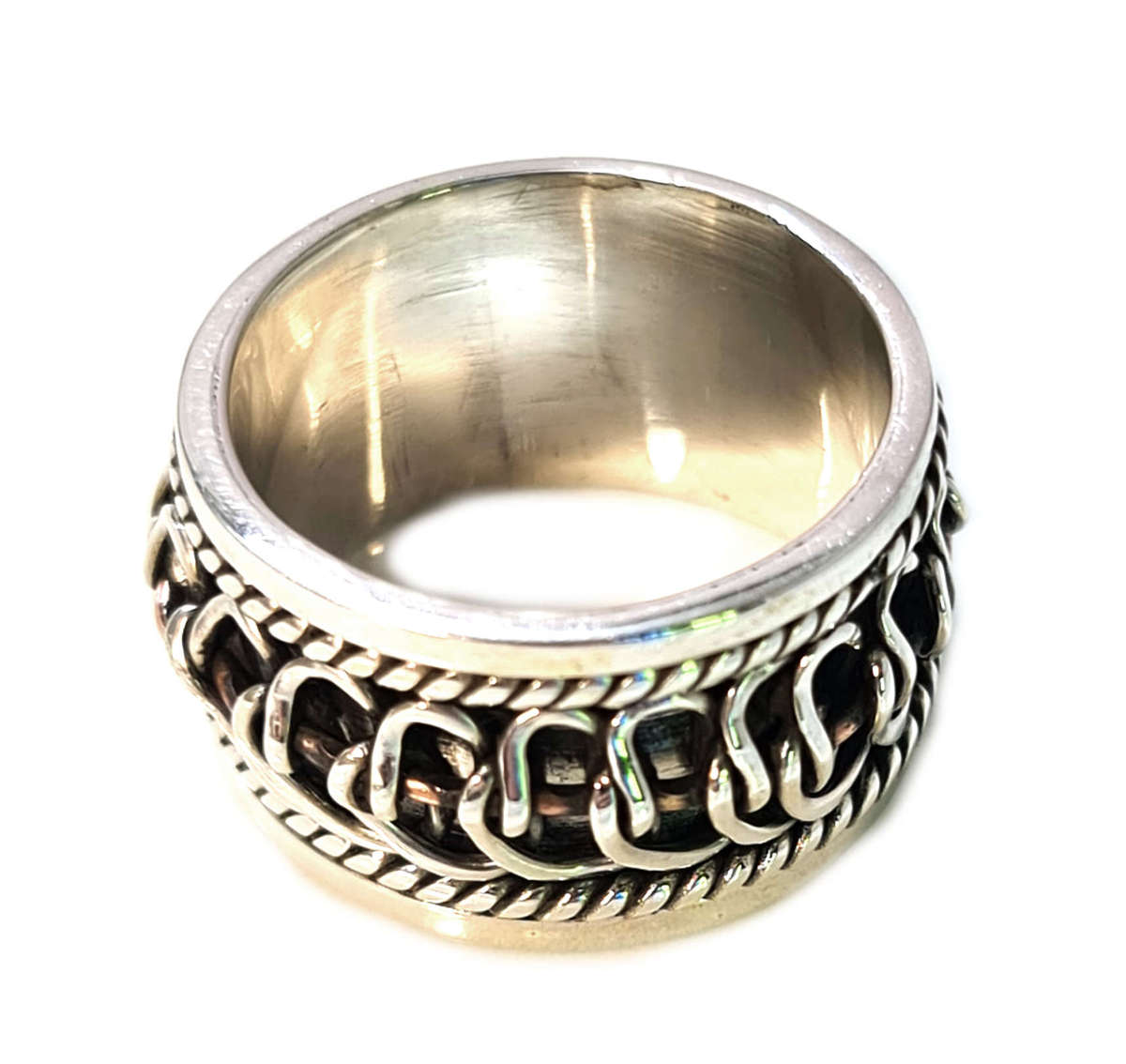 Wire design spinner ring in 925 silver, size 7