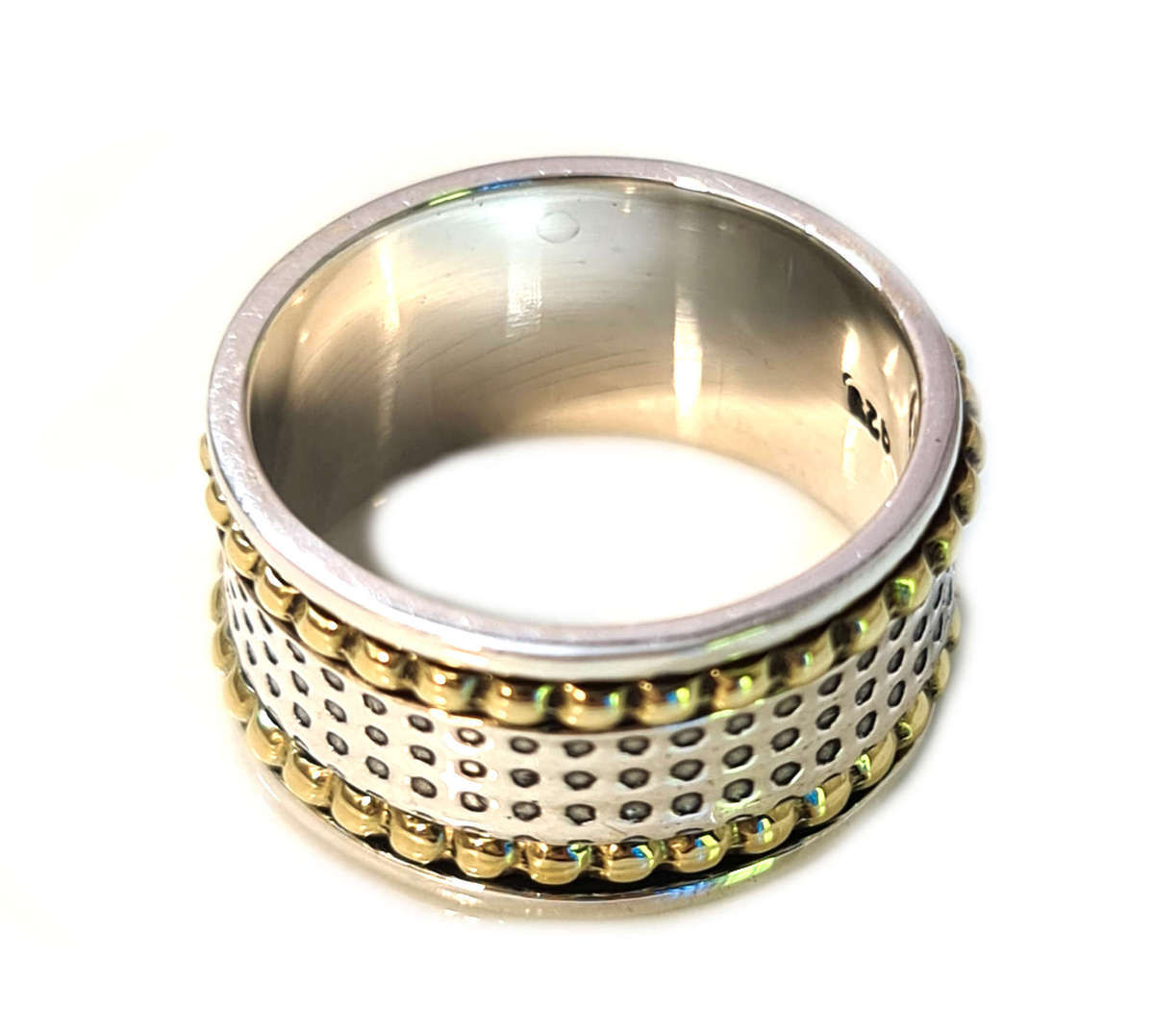 Textured spinner ring in 925 silver, 19mm ID