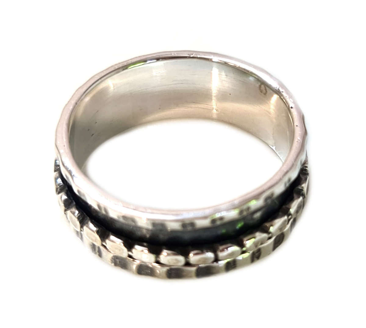 Textured spinner ring in 925 silver, 19mm ID