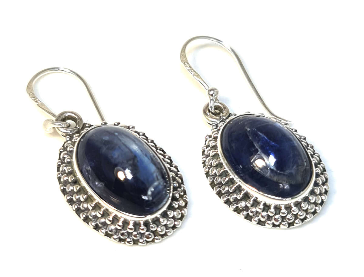 Kyanite earrings in 925 silver, 36mm incl. hook