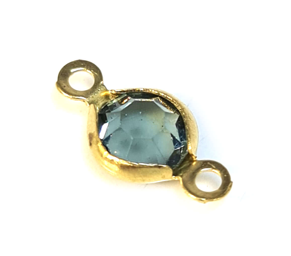 Rhinestone spacer, smoky, nickel free, gold base, 7x13mm