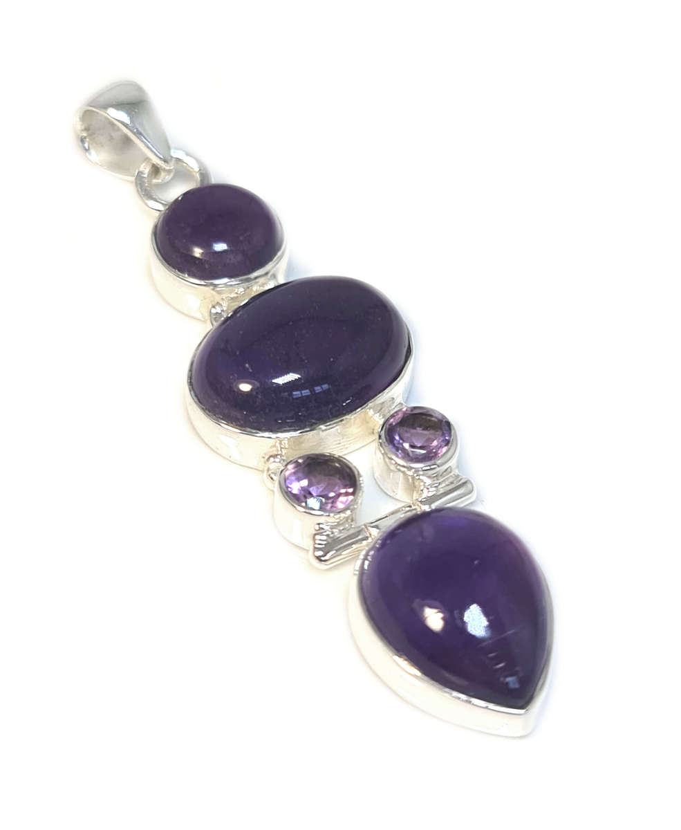 Amethyst pendant in 925 silver, 62mm incl. bail