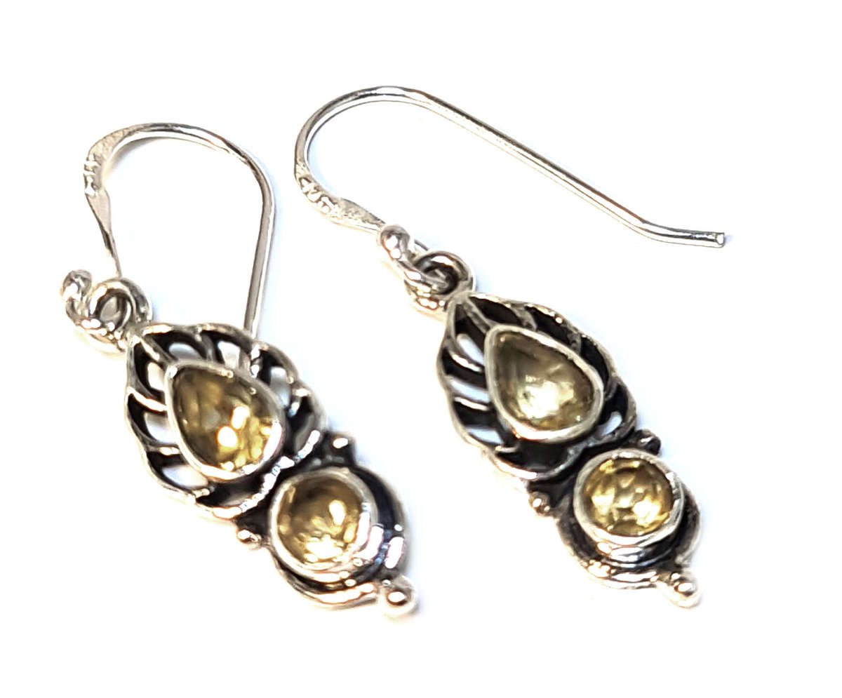 Citrine earrings in 925 silver, 36mm incl. hook