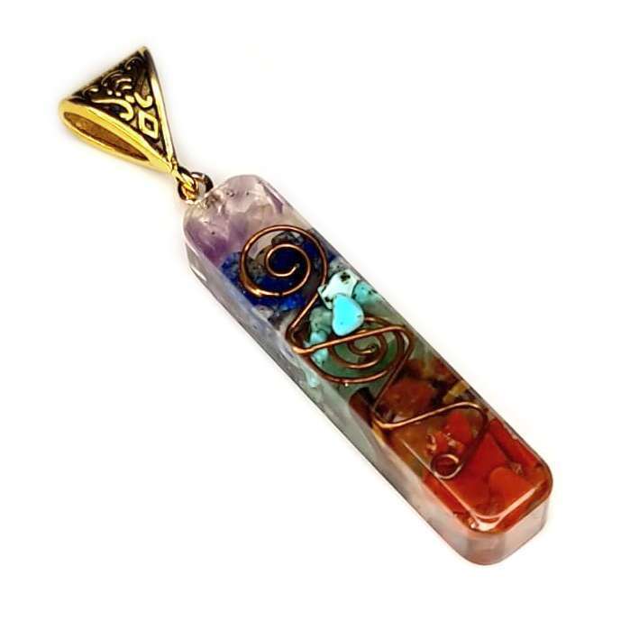 Chakra bar pendant in resin, 65mm incl. bail
