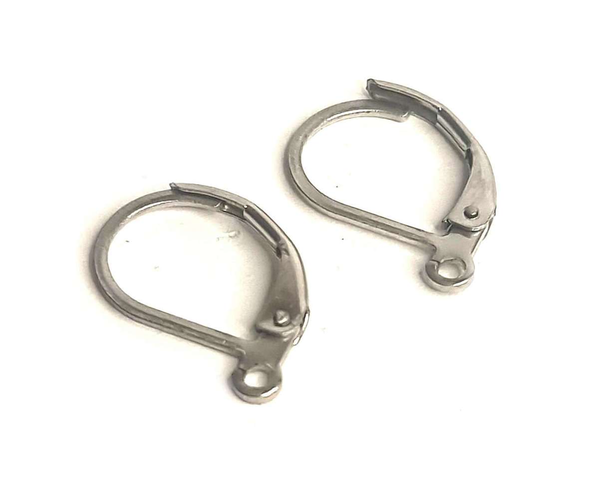 Ear hook w clip & ring, stainless steel, 16mm