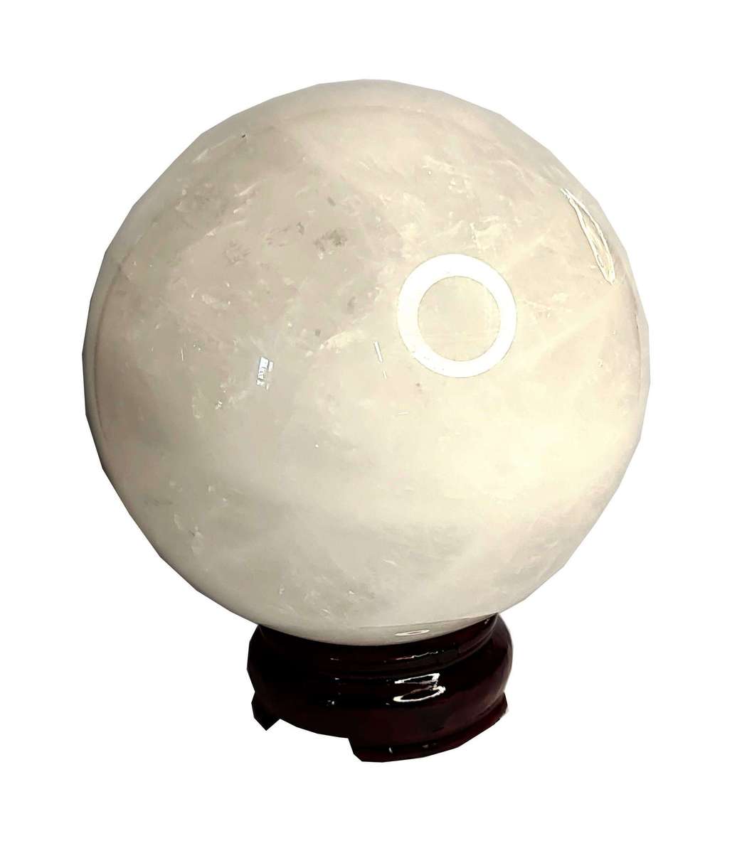 Snow Quartz Sphere on stand, 15cm high