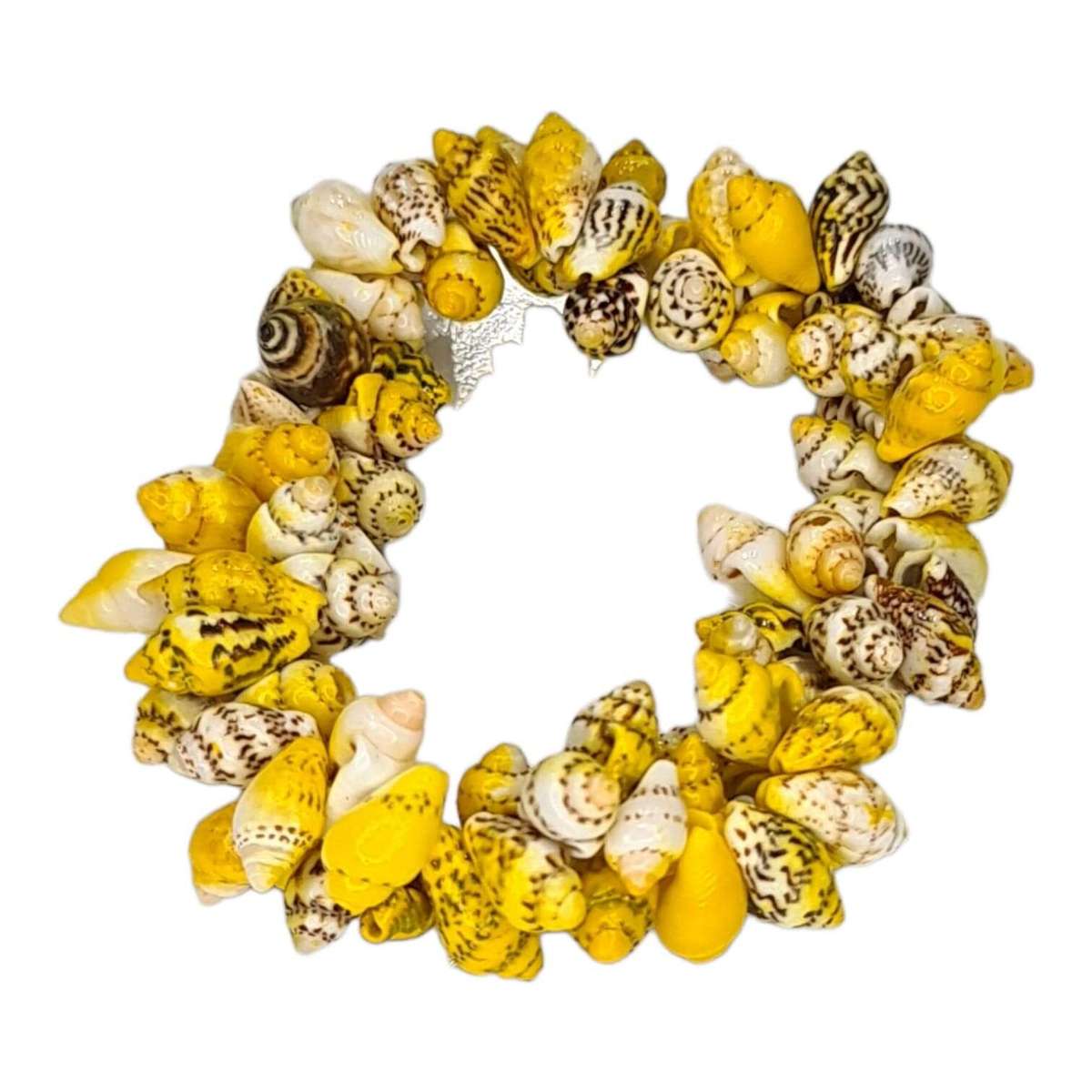 Shell bracelet, yellow, stretchcord