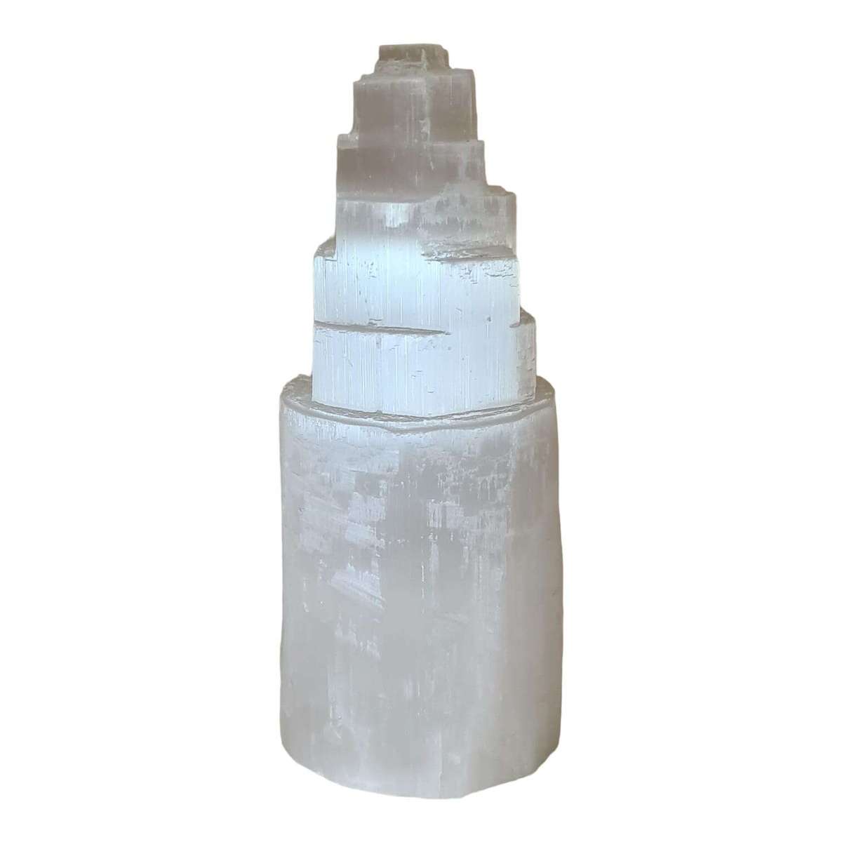 Selenite tower lamp, 25cm
