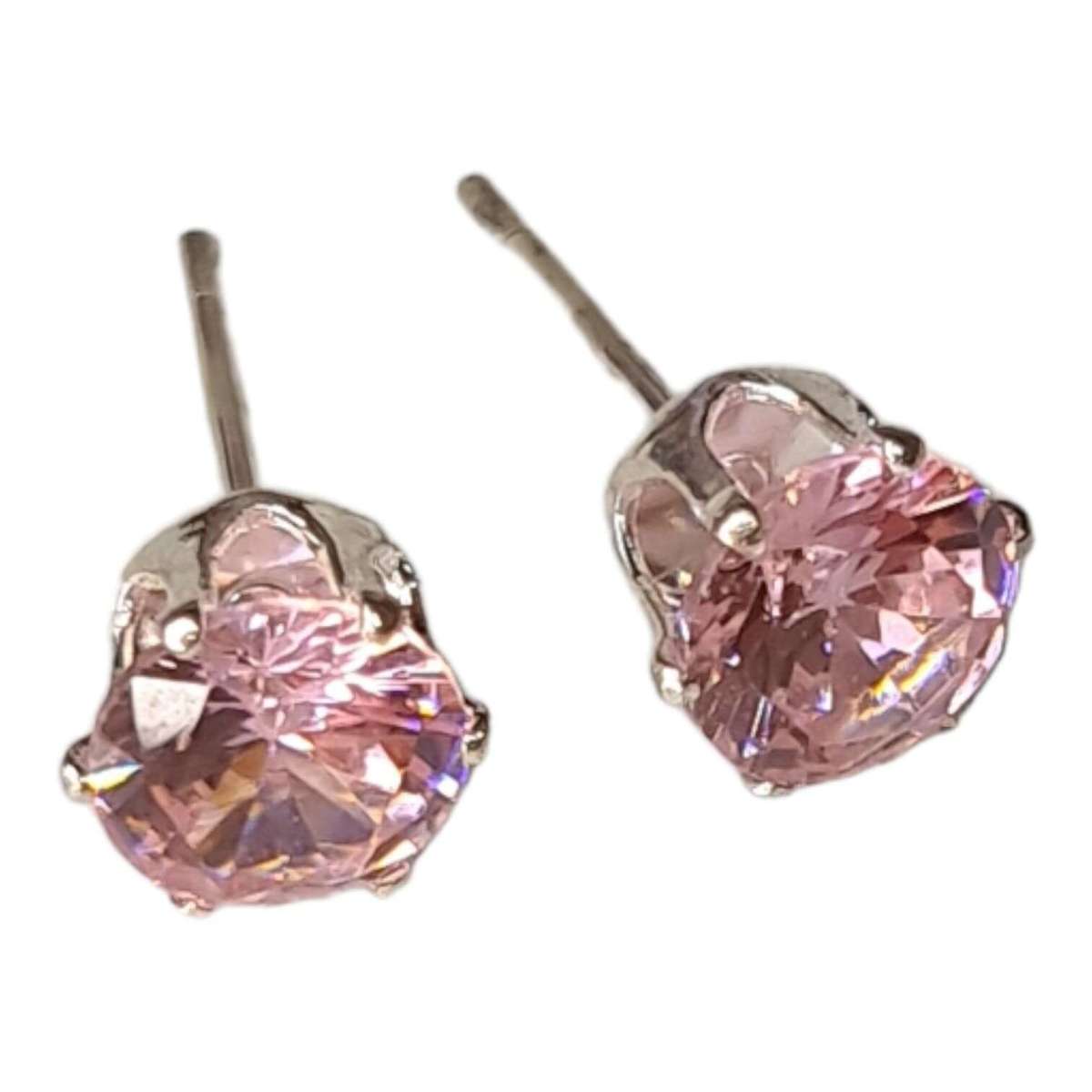 Cubic Zirconia stud earrings, rose, 6mm