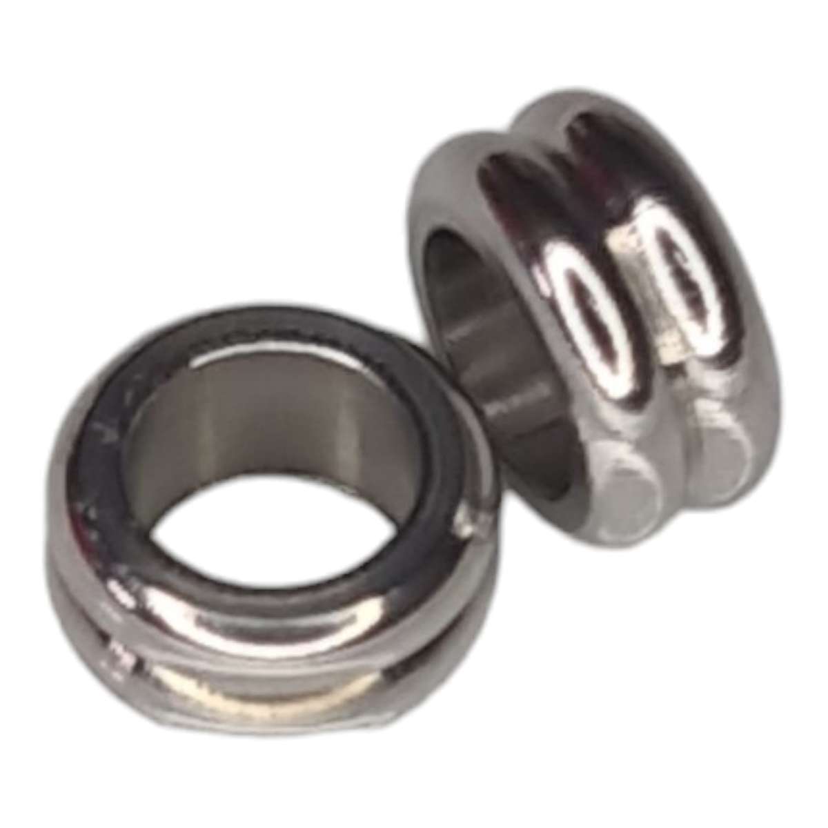 2x Ringed bead in stainless steel, 3x6mm