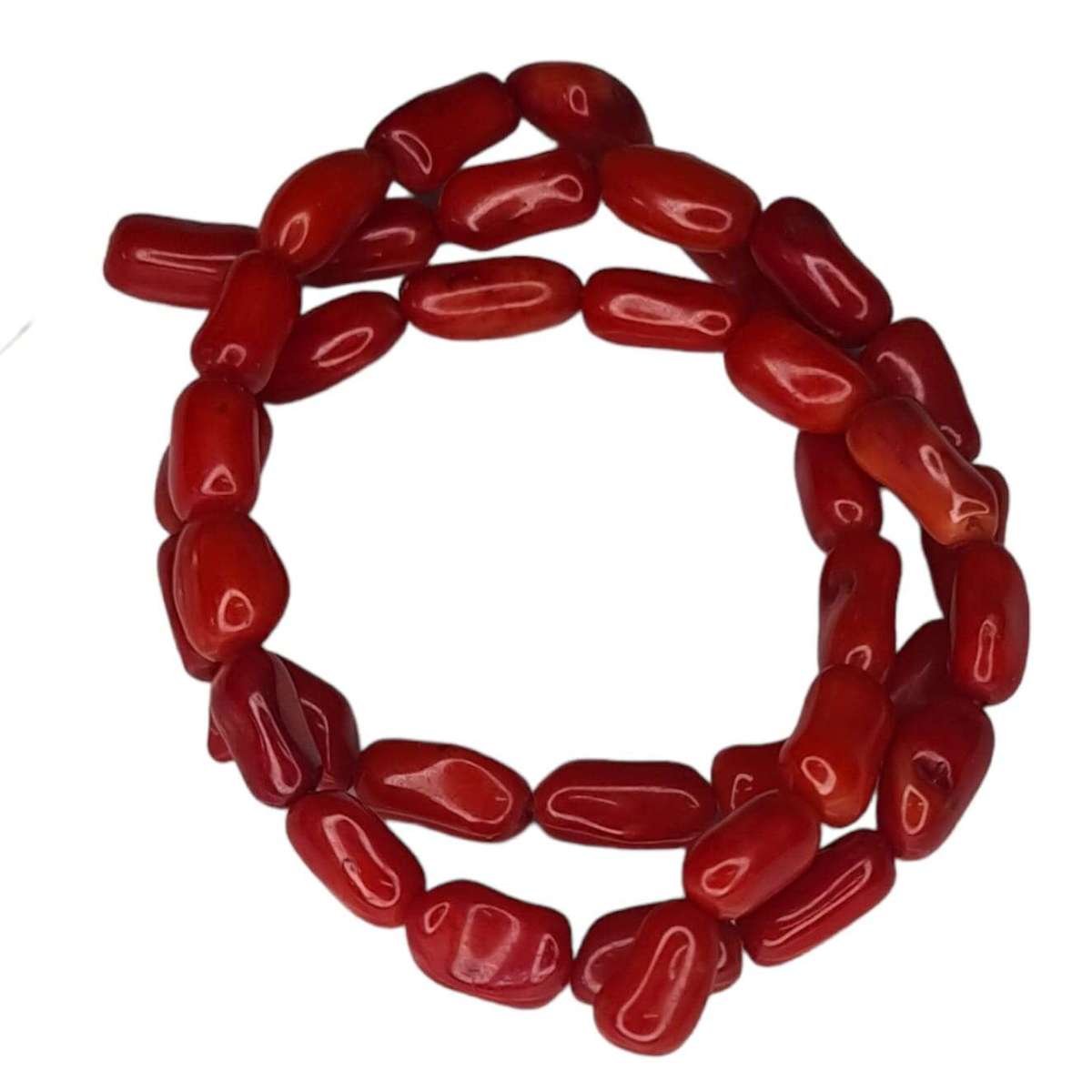 Red coral, bead string, irregular, 11-13mm, 40cm