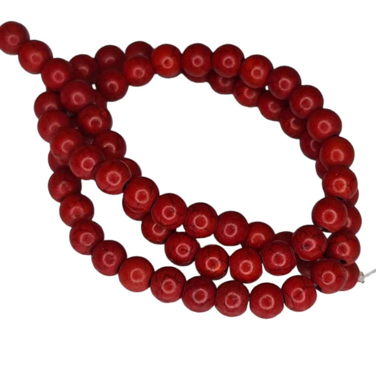 Colored Howlite bead string, red, round, 6mm, 40cm